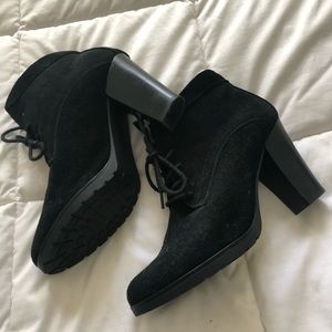 Black Lace-up Heeled Booties